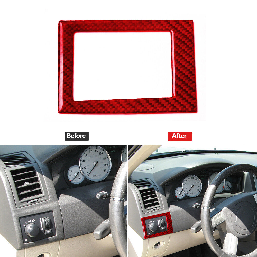 Red Carbon Fiber Dim Light Control Frame Cover Trim for Chrysler 300 2005-2007