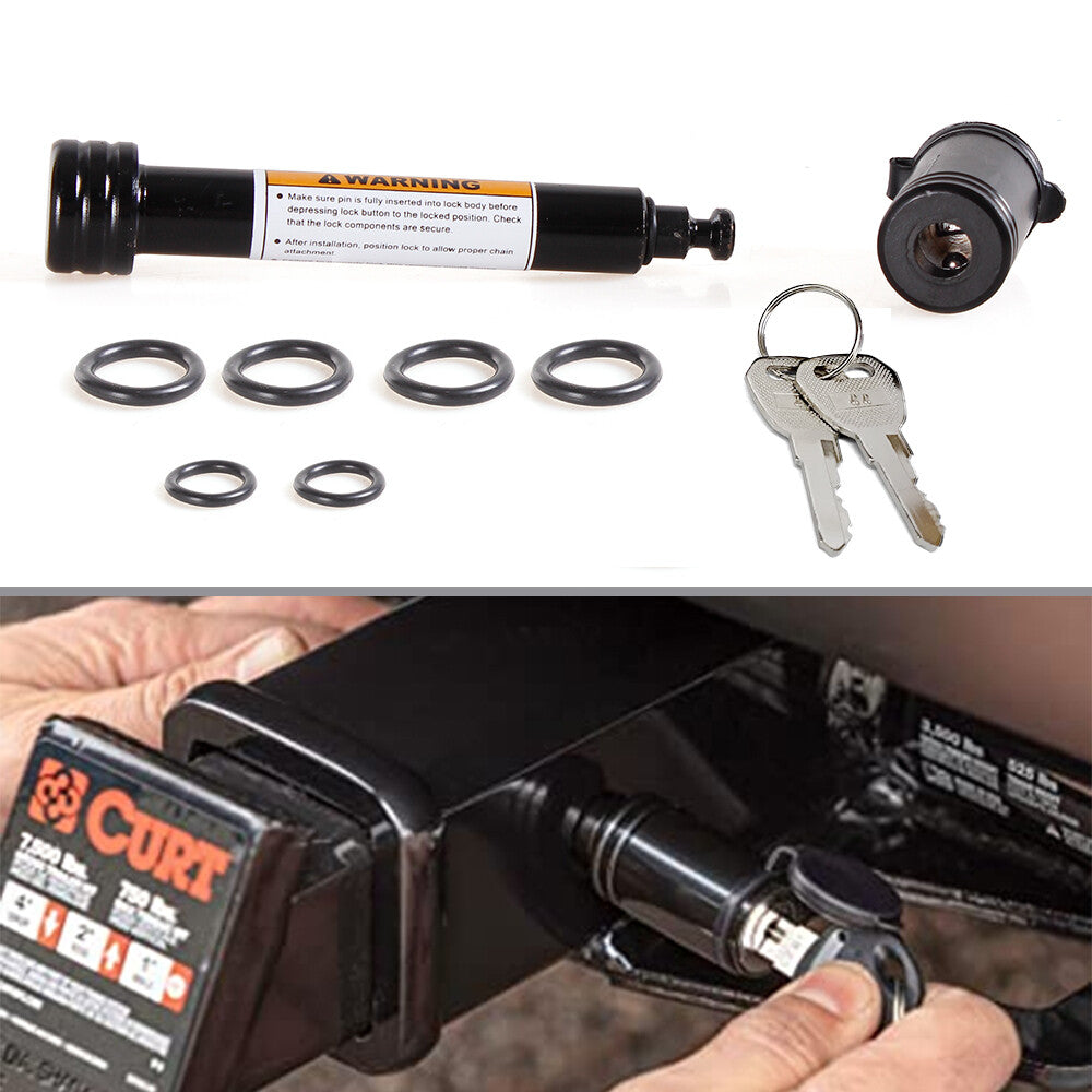 5/8 Trailer Hitch Black Locking Pin Anti-Rattle 2 Receiver  2 Silencer Pad Q