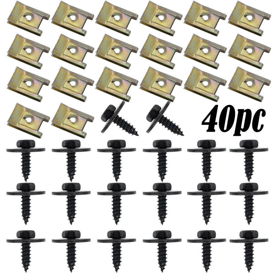 40 Pcs Car Engine Guard Metal Screw U-shape Clip US Ship for BMW E46 E92 E90 F10 Q