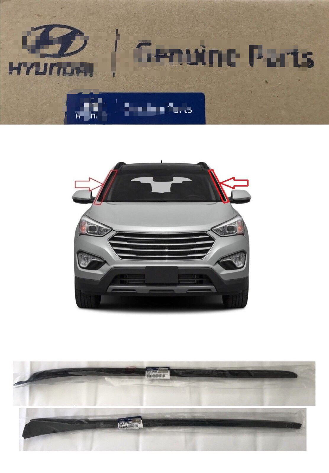 Suitable for Santa Fe 13-17 front exterior windshield pillar molding (left and right)