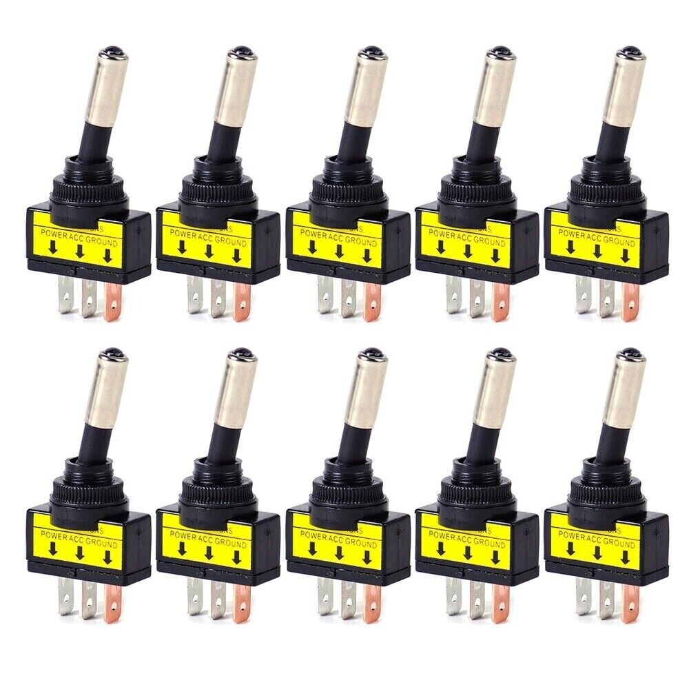 10pcs 12V 20A Car Boat Auto Blue LED Light Toggle Rocker Switch 3Pin SPST ON/OFF n