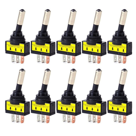 10pcs 12V 20A Car Boat Auto Blue LED Light Toggle Rocker Switch 3Pin SPST ON/OFF n