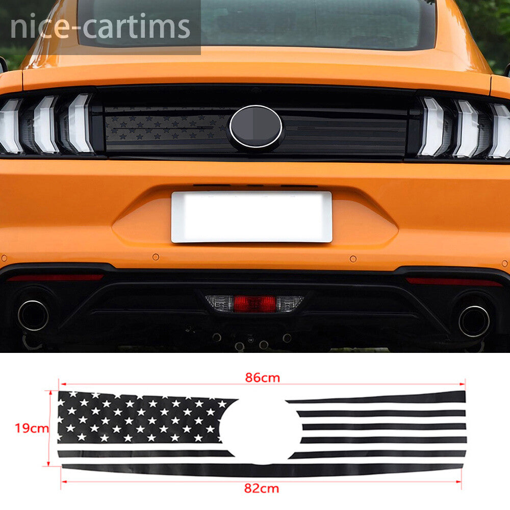 PVC Black Flag Rear Door Trunk Logo Sticker Decal Cover for Ford for Mustang 2015-23