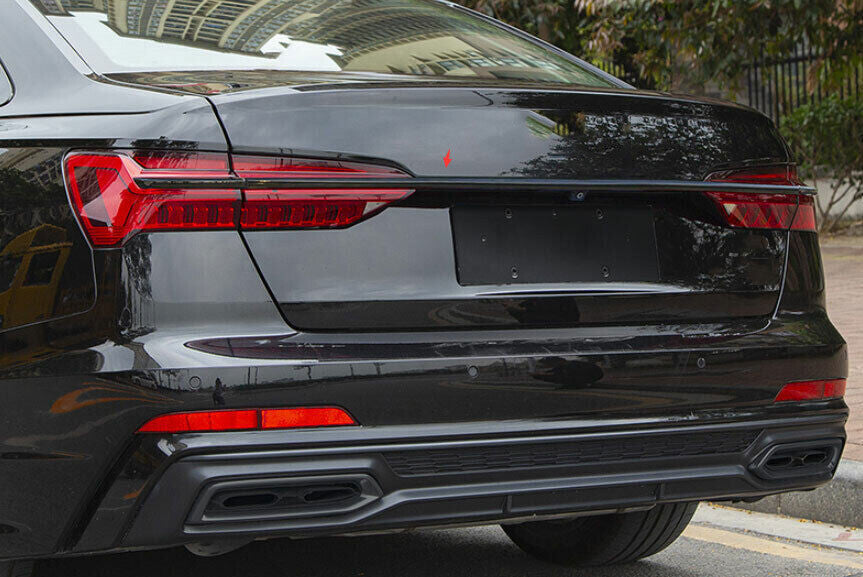 for Audi A6 2019-2022 Gloss Black Rear Trunk Tail Light Lamp Led Strip Kit Trim