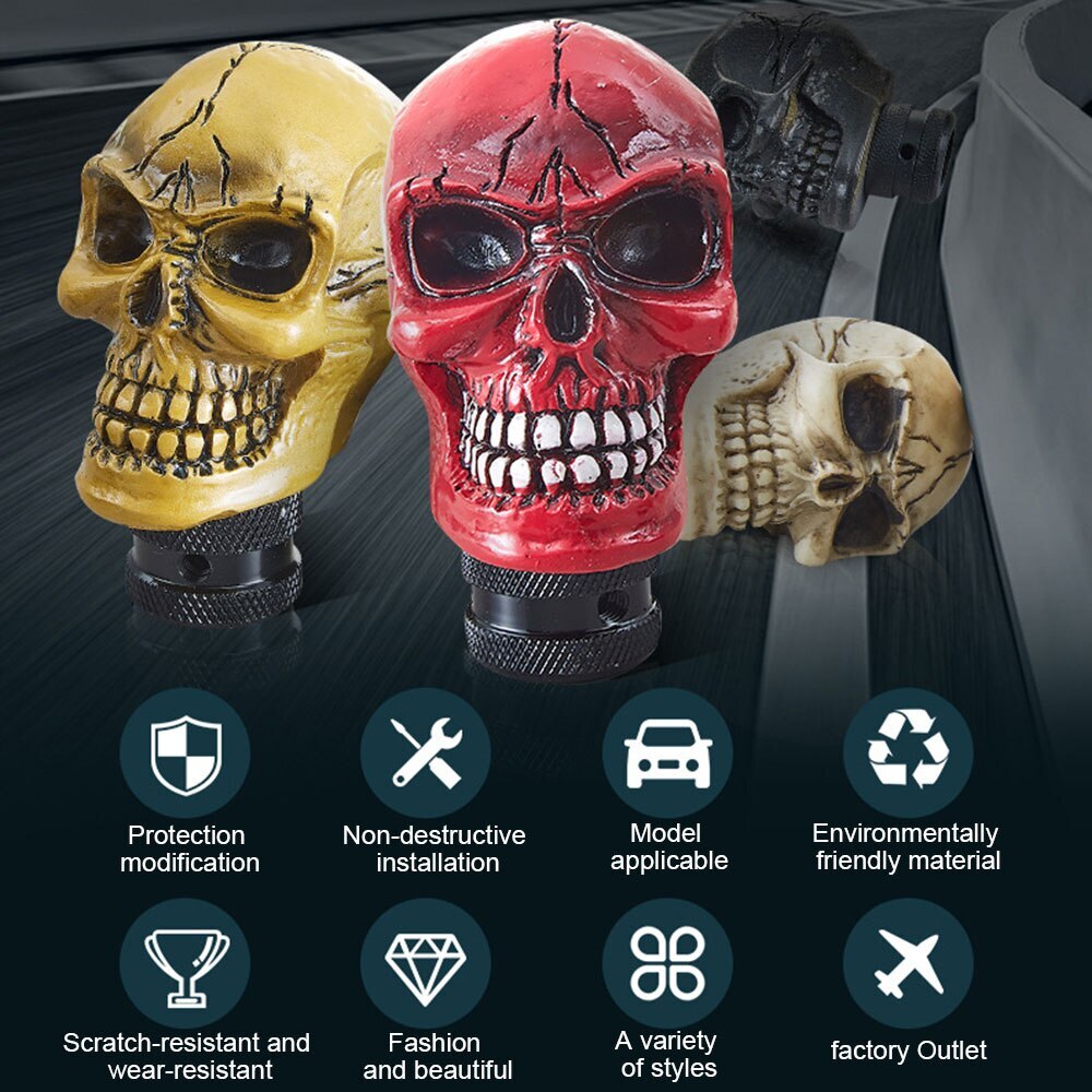 Universal Red Skull Automatic Pickup Manual Shifter Gearshift Lever Handle n