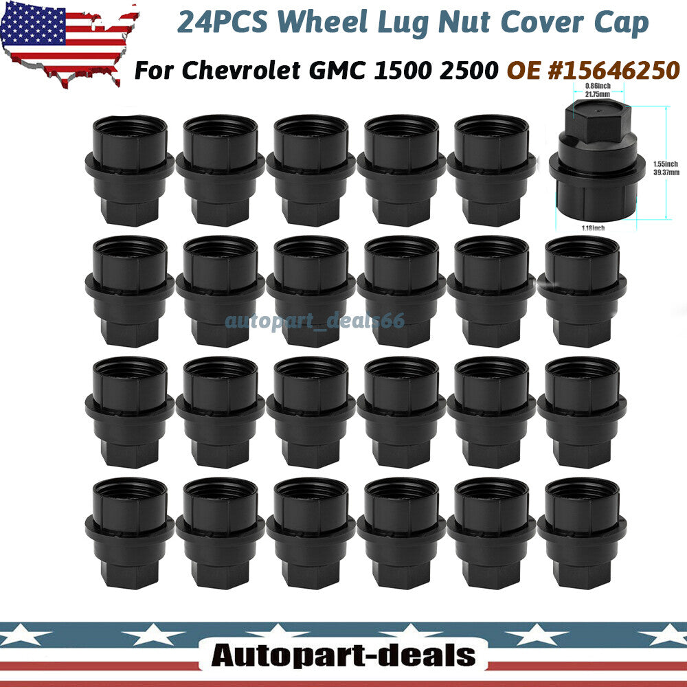 24pcs Wheel Lug Nut Covers Caps for Chevy for GMC Silverado 2500 3500 Truck 15646250 Q