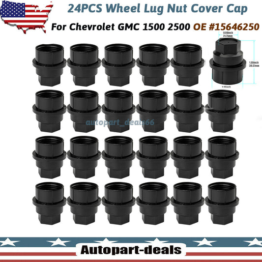 24pcs Wheel Lug Nut Covers Caps for Chevy for GMC Silverado 2500 3500 Truck 15646250 Q