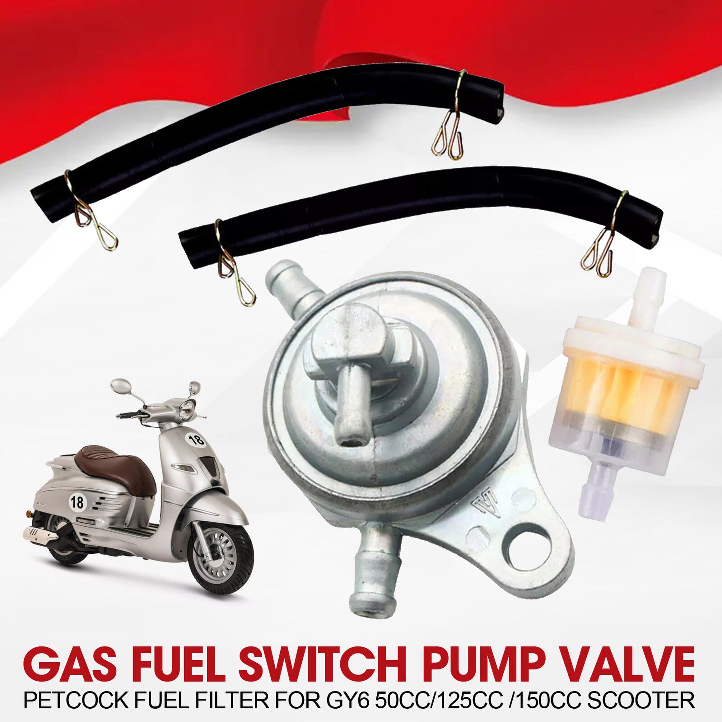 Petcock fuel pump valve vacuum for all-terrain vehicles, scooters, and go-karts (GY6 50 125 150cc). Q