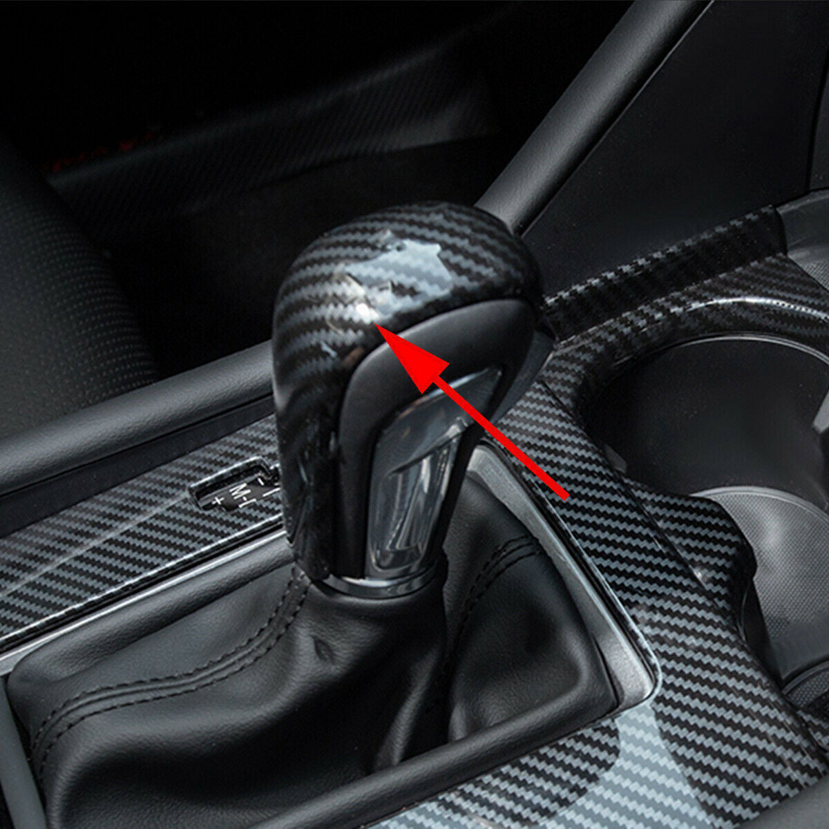 For 2019-2022 for Mazda 3 ABS Carbon Fiber Style Gear Shift Knob Head Cover Trim