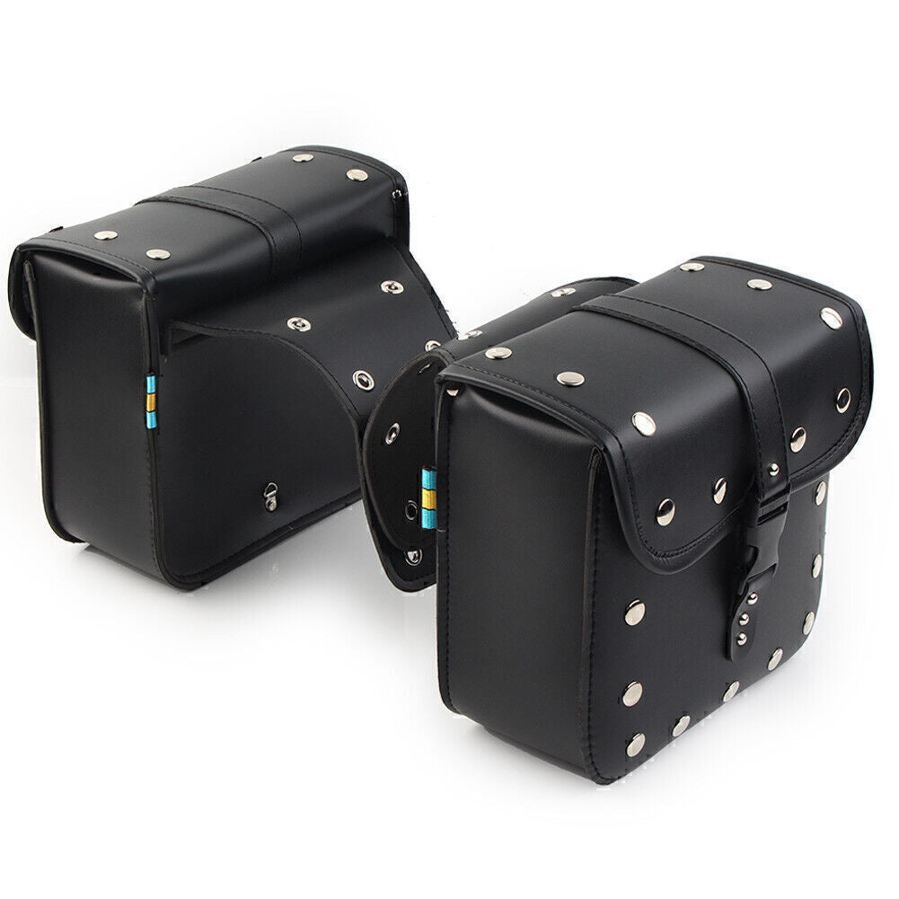 Pair Universal Motorcycle Saddle Bags Side Storage Luggage Bag Fork Tool Pouch Q