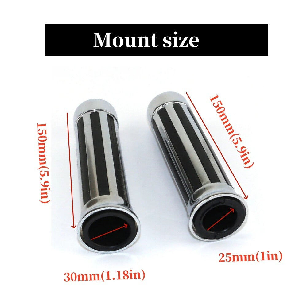 Chrome 1-inch handlebar grips for Honda Spirit 750 2000 - 2006 Magna 750 '94-'03- n