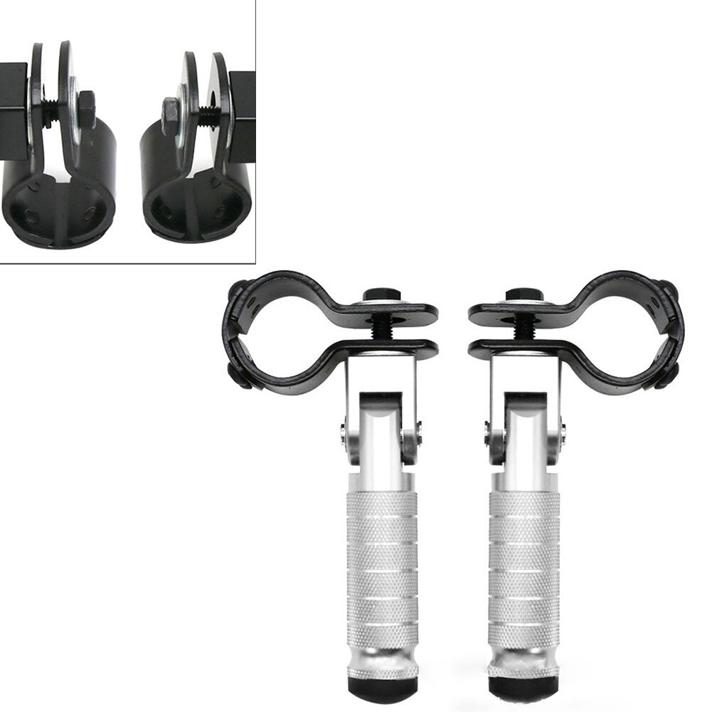 2x Silver Motorcycle Folding Rear Footpeg Kit Footrest Foot Peg Pedals 30mm-32mm