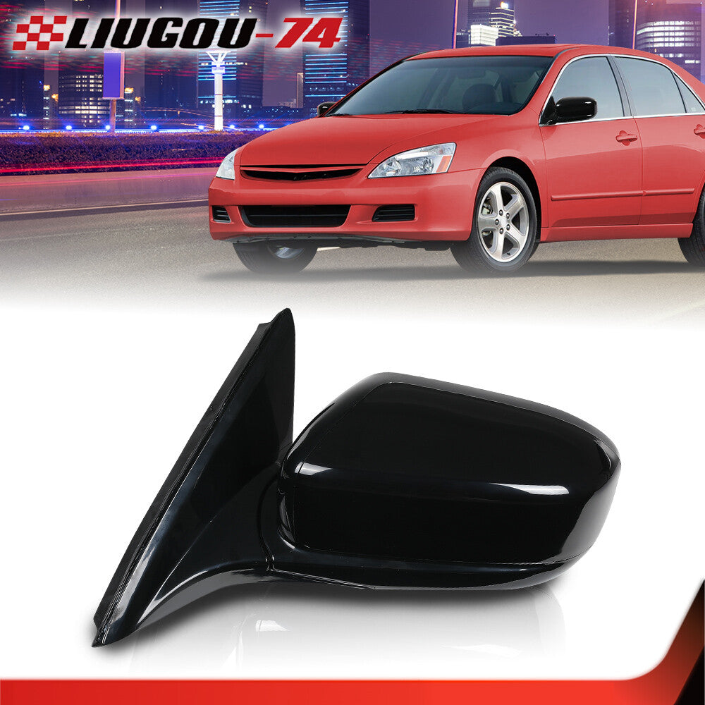 Front Power Mirror Fits for Honda Accord Sedan 2003 - 2007 Driver Side Gloss Black - v