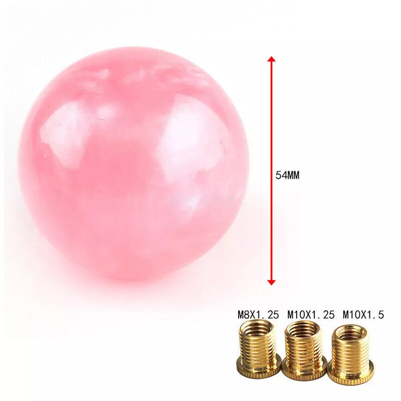 1* Marble Style Round Ball Shift Knob Gear Shifter Head with 3 Adapters Pink Q