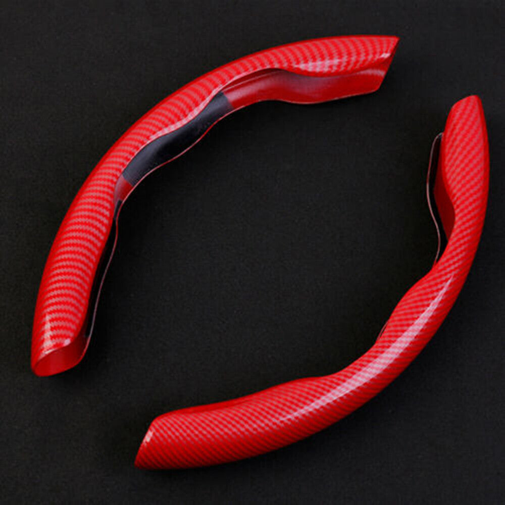 2-piece carbon fiber red car steering wheel booster anti-slip universal accessory