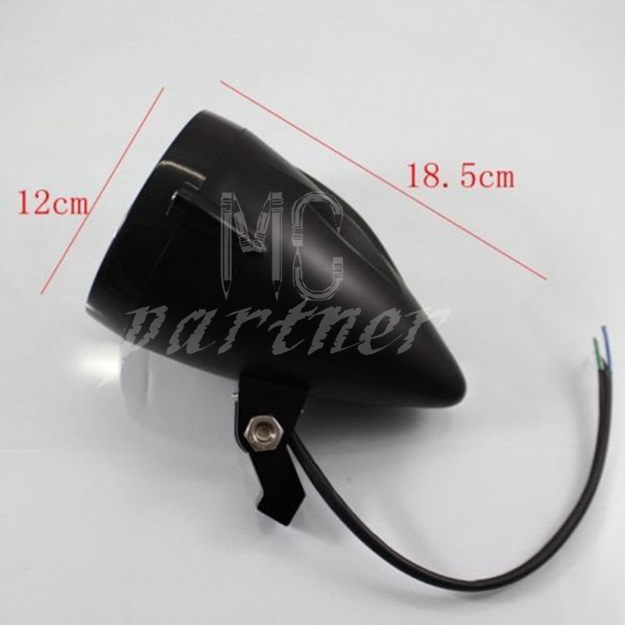New Black Motorcycle ABS Bullet H4 Halogen Custom Headlight for Harley custom Q
