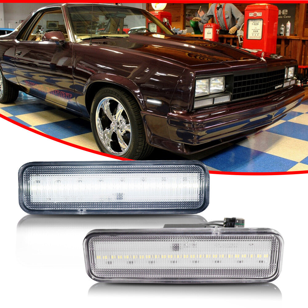 White LED Side Marker Lights for 1982 - 1987 for El Camino and for GMC Caballero - v