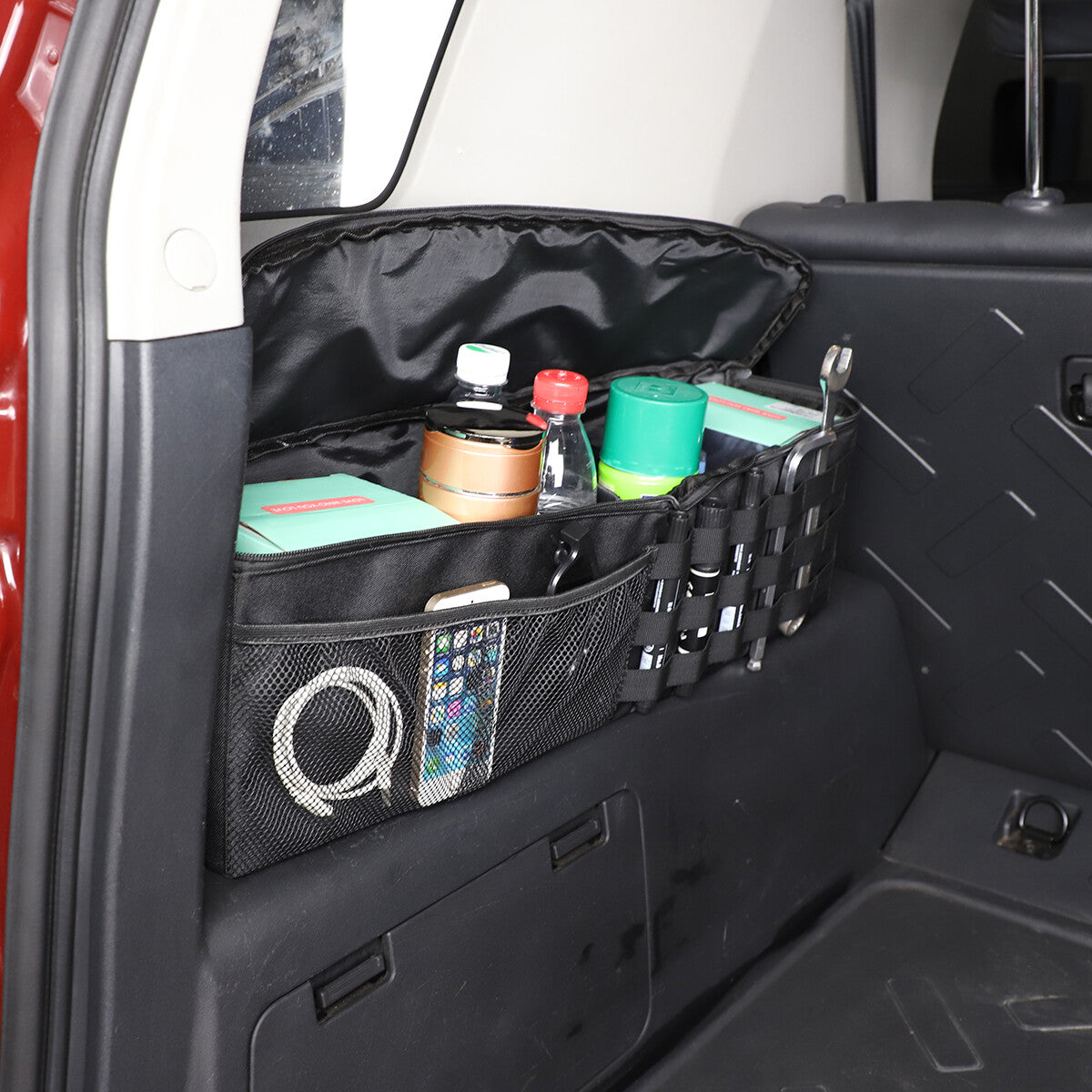 Left-side rear trunk storage compatible with FJ Cruiser 2007-2021, Black. n