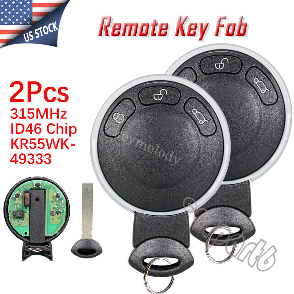 2 for 2007 2008 2009 2010 2011 2012 2013 2014 for Mini Cooper Remote Key Fob 3button Q