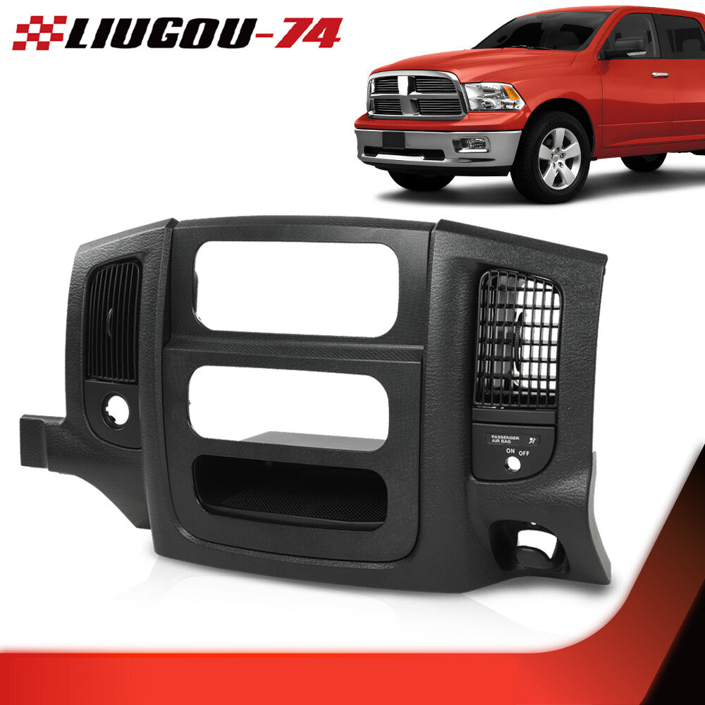 Fits 02-05 for Dodge for Ram Black Dashboard Radio Bezel Climate Trim Panel Vent Storage - v