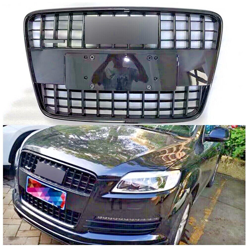 Gloss Black Front Bumper Grille Upper Grill Mesh Grill Fit for Audi Q7 2007-2015