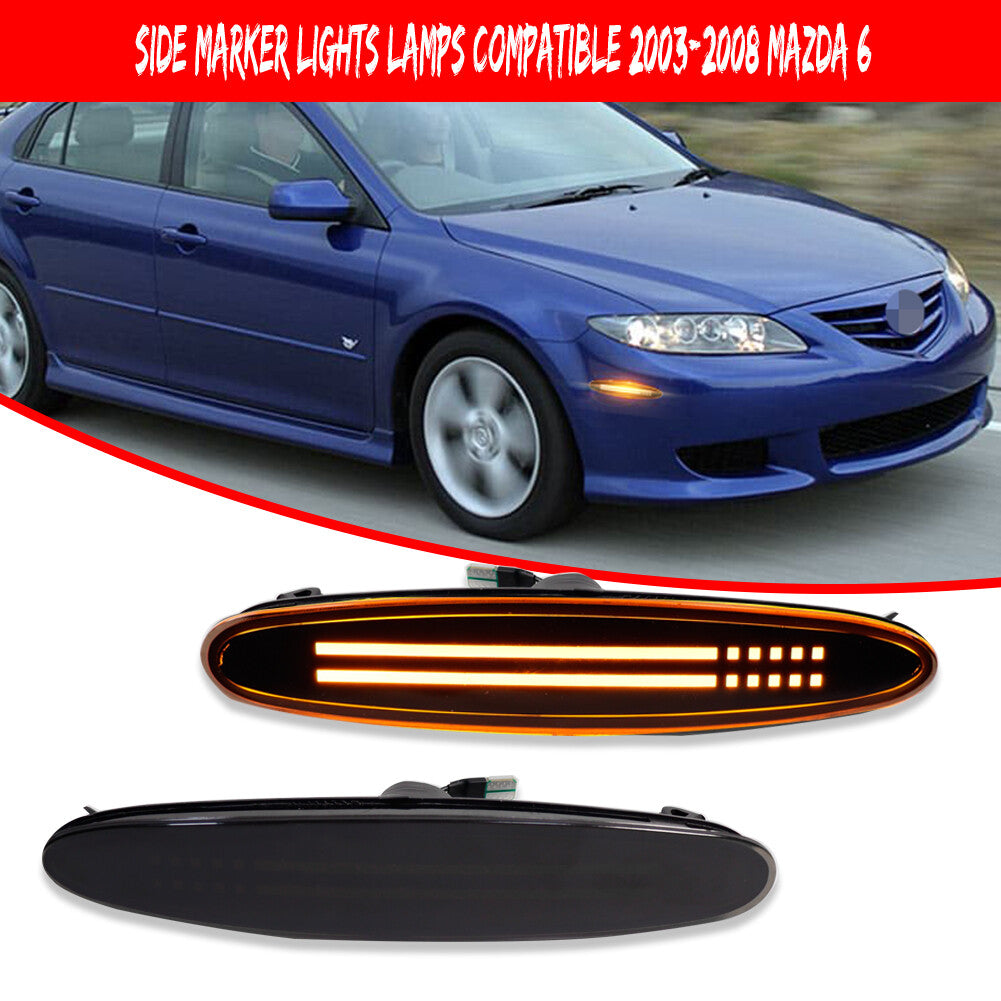 Suitable for 03-08 for Mazda 6 for Mazdaspeed6 GG1 GY1 smoked amber LED side marker signal light- v