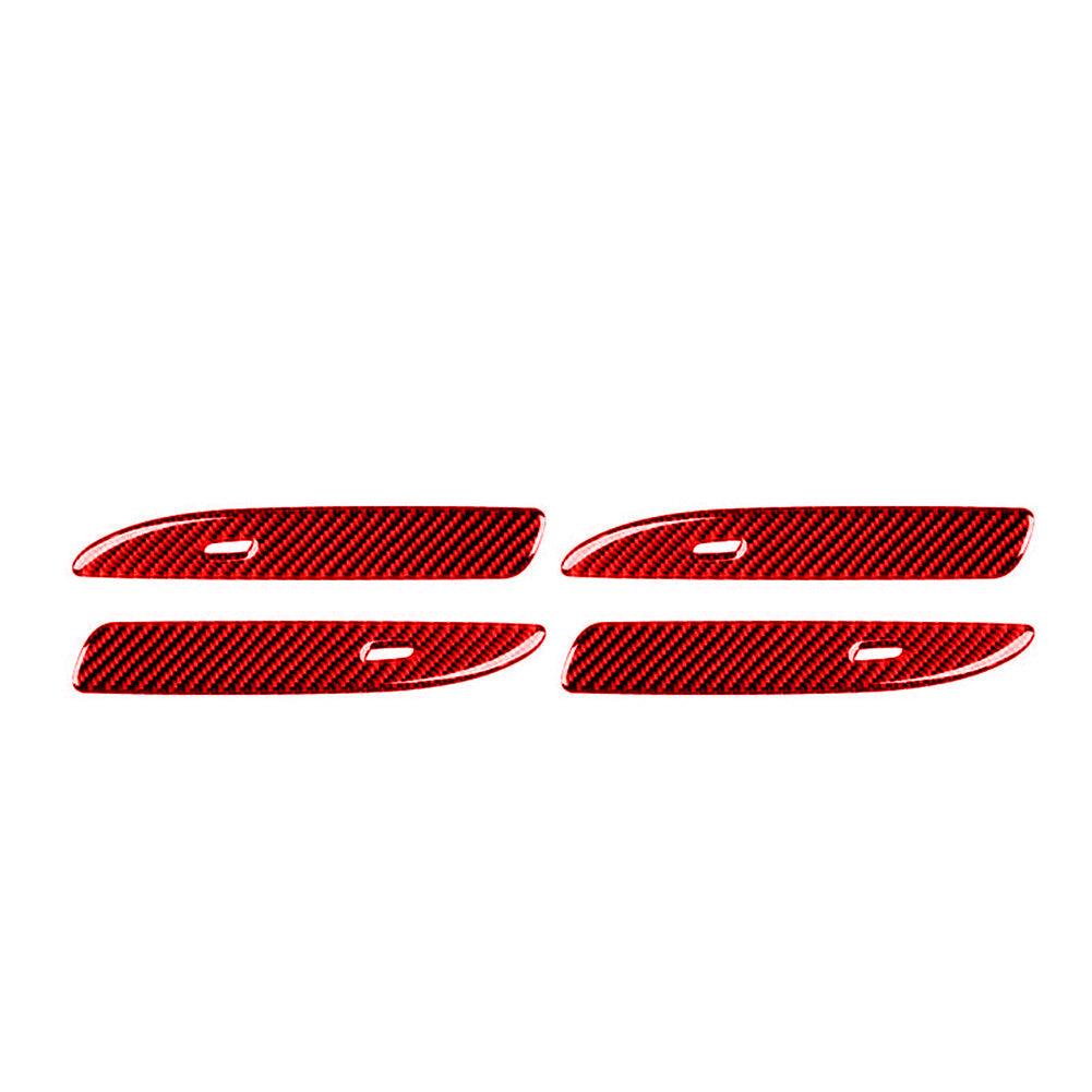 4Pcs Red Carbon Fiber Outer Door Handle Cover Trim for Porsche Taycan 2019-2022