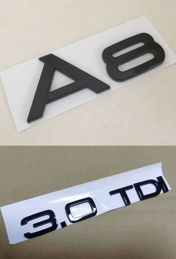 Rear Badge, Trunk Boot Badge Sticker, Lettering, Glossy Black for Audi for A8 3.0 TDI