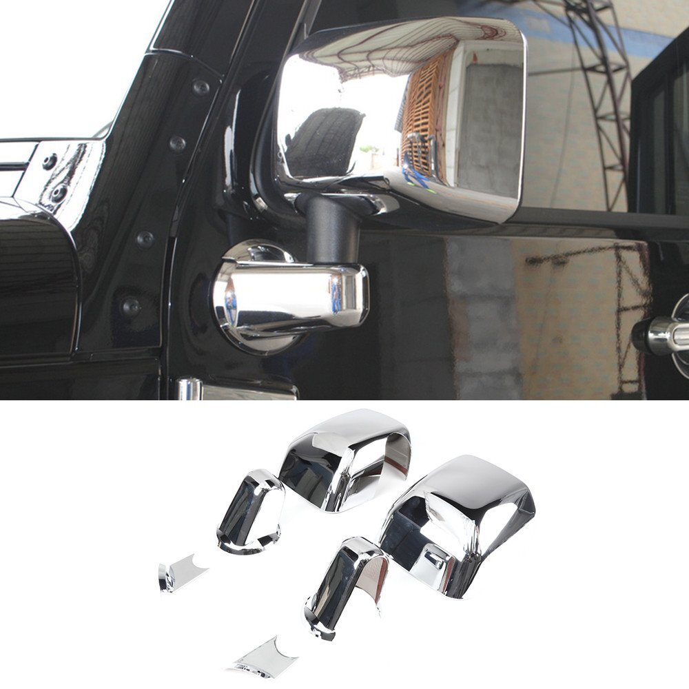 for Jeep for Wrangler JK 2007-2017 Side Rearview Mirror Caps  Base Cover ABS Chrome
