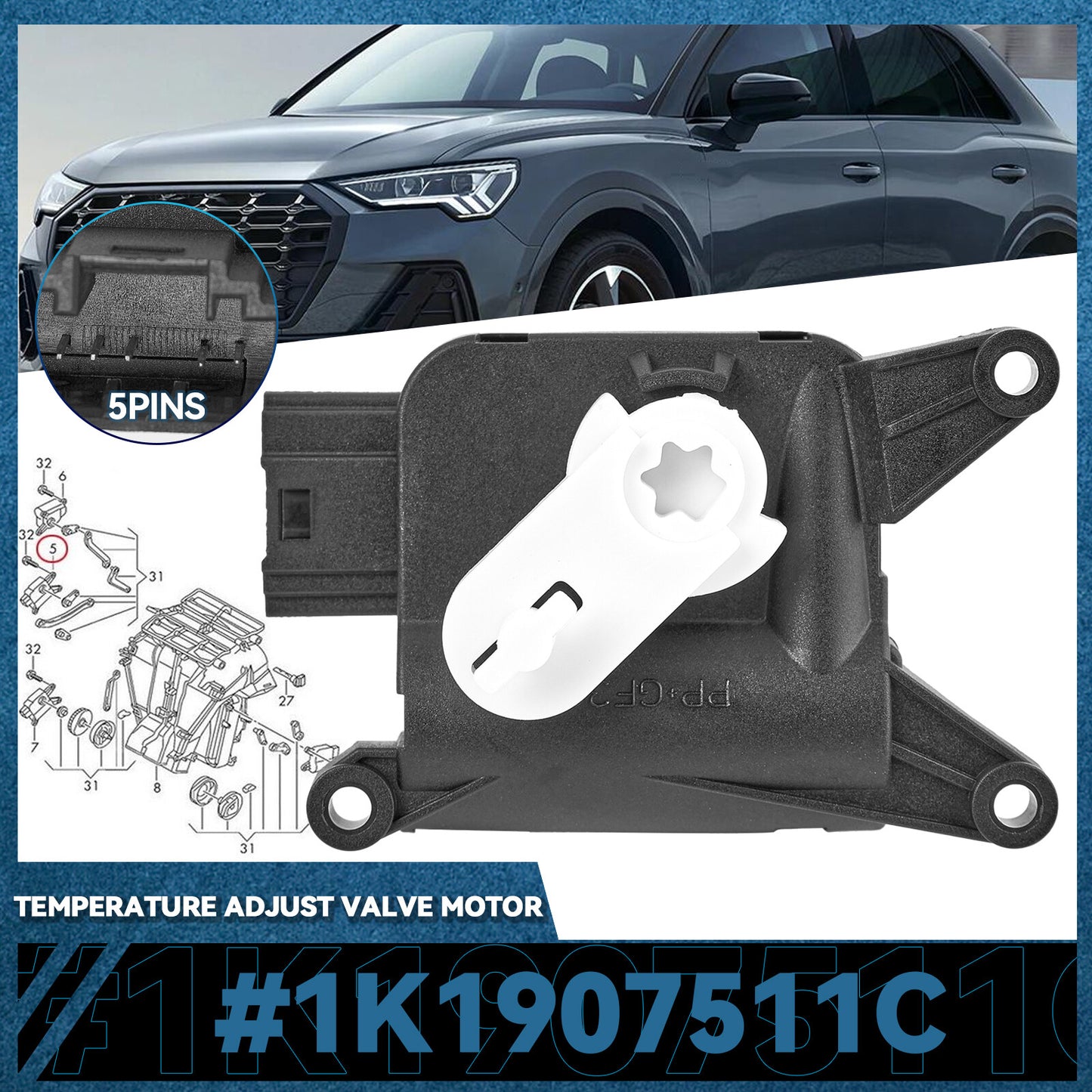 BLOWER ACTUATOR MIXING FLAP AIR CONDITIONING UNIT for AUDI A3 for VW for GOLF 5/6 TOURAN for PASSAT Q