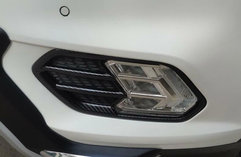 ABS Carbon Fiber Front Fog Light Lamp Frame Trim 2P for Ford Escape Kuga 17-2019