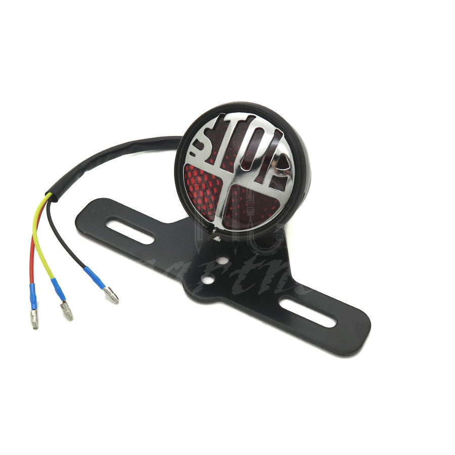 Round Stop Vintage License Plate Mount Tail Brake Light for Harley Bobber Chopper Q