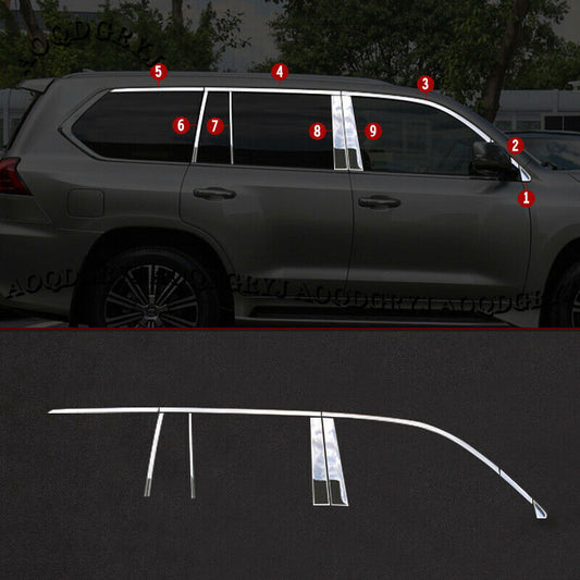 Stainless Chrome Door Window sill Trim Cover Decor Strips for LEXUS LX570 16-21