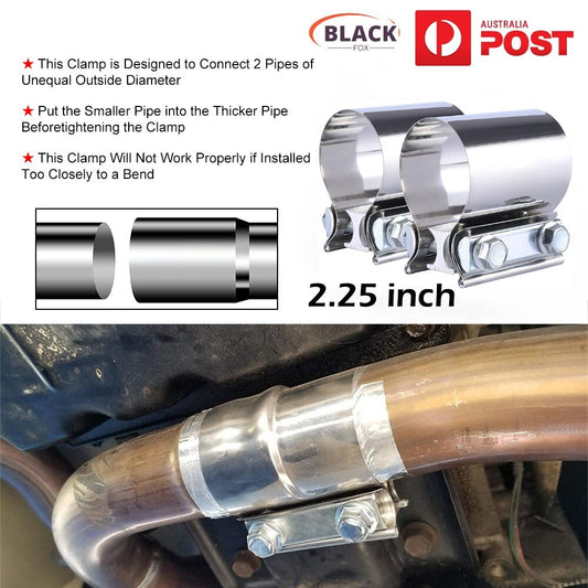 2.25 InStainless Steel Butt Joint Band Exhaust Clamp Sleeve for Muffler Downpipe