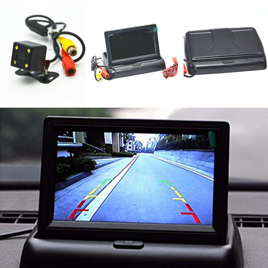 Car Rear View Night USE 4LED Camera 4.3 LCD Foldable Display Monitor
