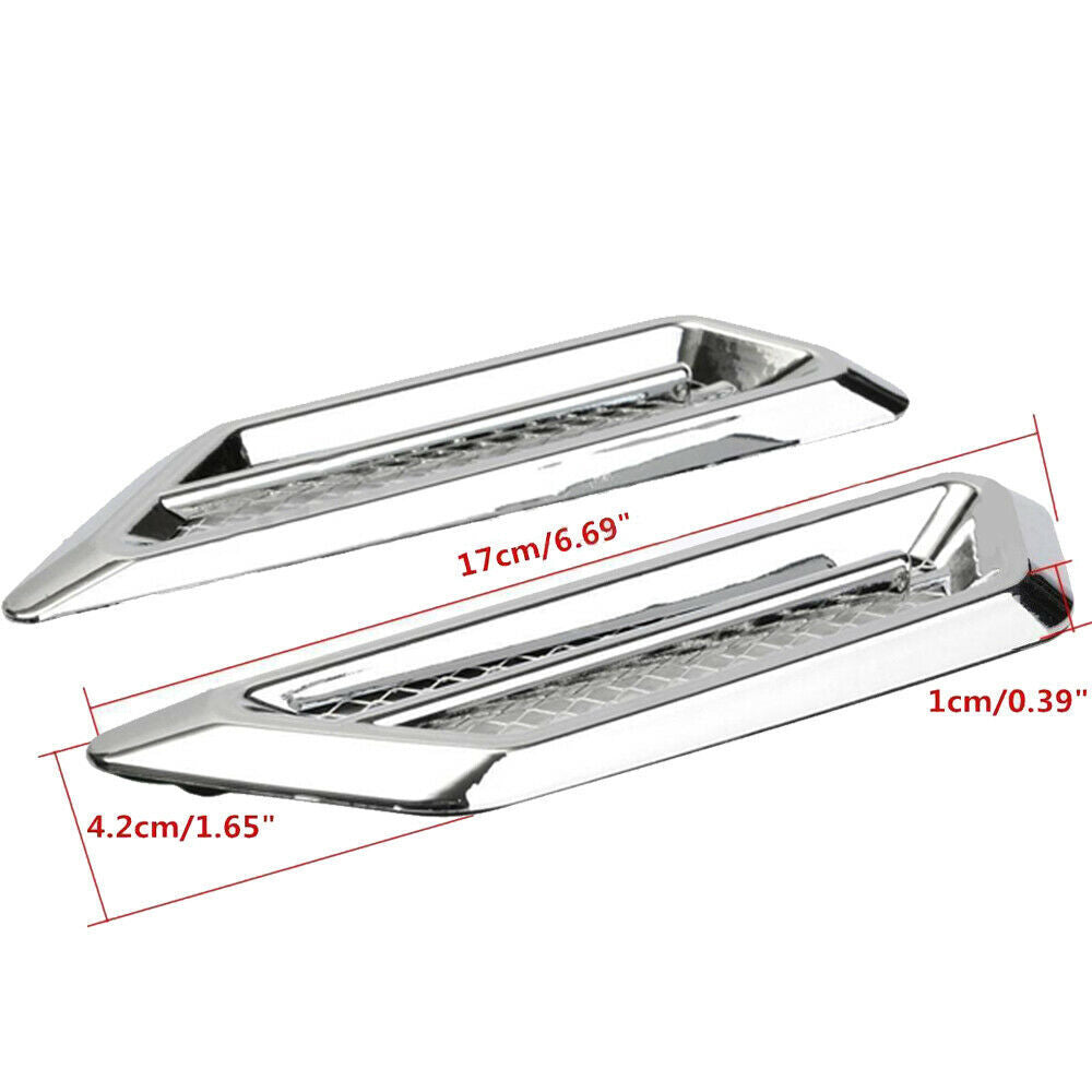 2x Universal Chrome Car Car Air Flow Fender Side Vent Sticker Decor Accessories