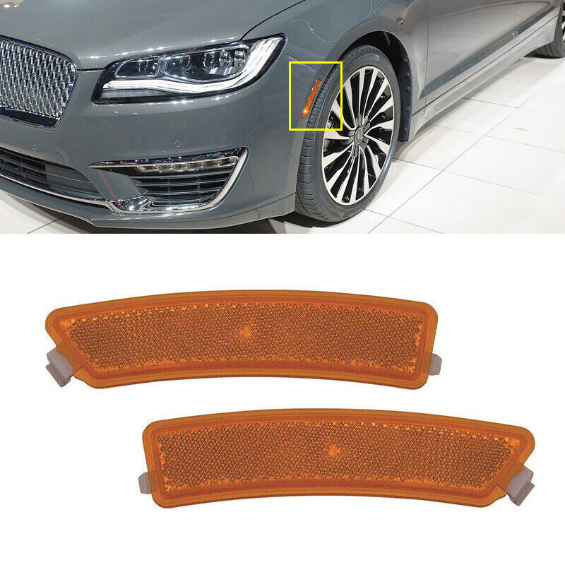 Pair front bumper reflector Side Marker light lamp For 2013-2016 for Lincoln MKZ