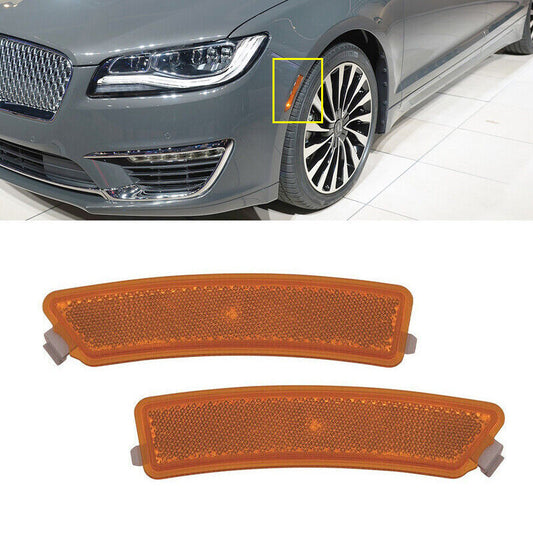 Pair front bumper reflector Side Marker light lamp For 2013-2016 for Lincoln MKZ