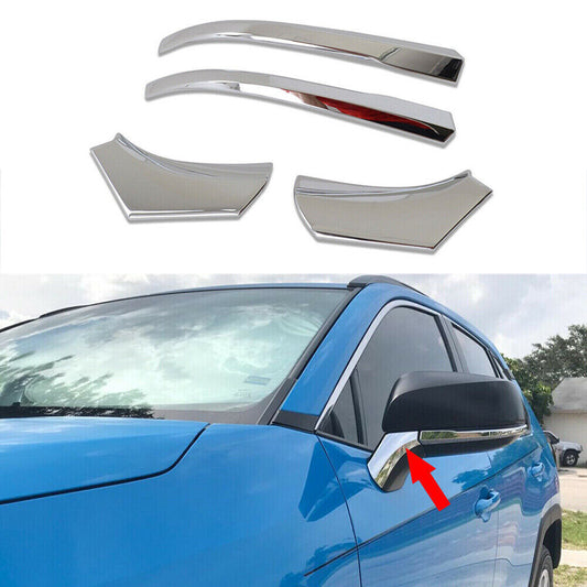 Fit for Toyota RAV4 2019-2024 Chrome ABS Rearview Mirror Side Door Srips Trim 4X