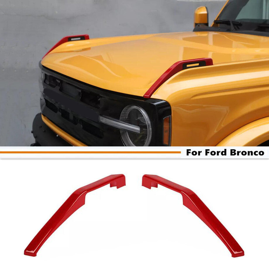 ABS Red Hood Hinge Extension Bracket Cover Trim 2P Suitable for 2021-2024 for Ford for Mustang