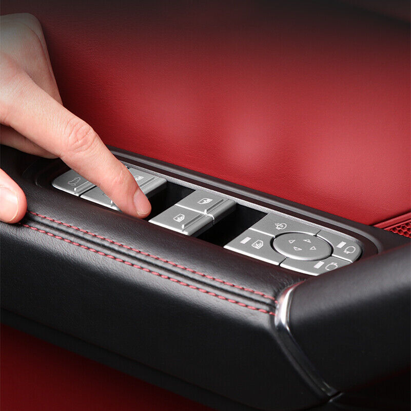 14P Silver Window Lifting Button Decal Cover Trims for Porsche for Cayenne 2019-2023