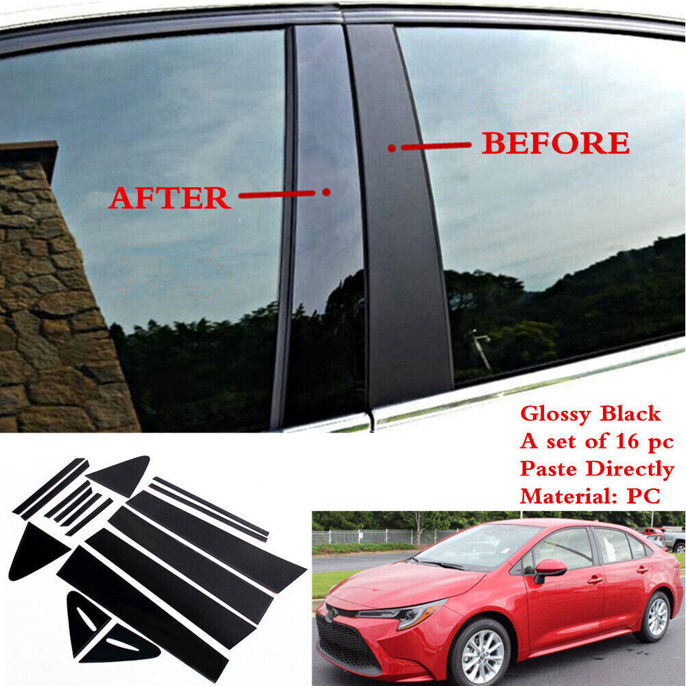 16/32x Decal Cover for Toyota for Corolla Sedan 2020-2022 Black Pillar Door B Q