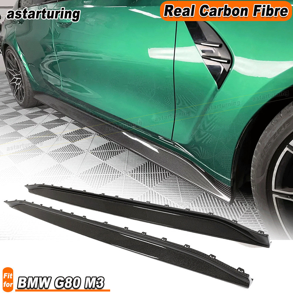 Fit for BMW G80 M3 2021-2024 REAL Carbon Fiber Side Skirt Extension Lip Spoiler
