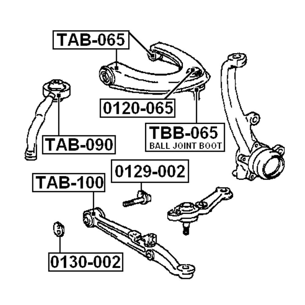 4. Front Lower Control Arm Bushing Label - 100/TAB-090 Applicable to for Lexus IS200 IS300 (May 1999) n
