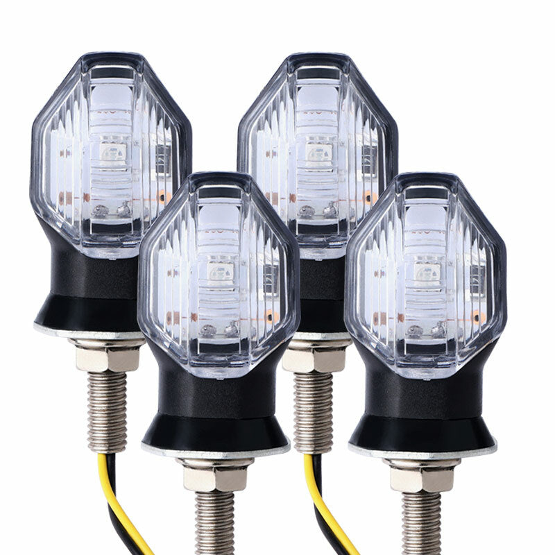 4x Clear Motorcycle for Mini LED Turn Signal Light Blinker Amber Indicator Universal