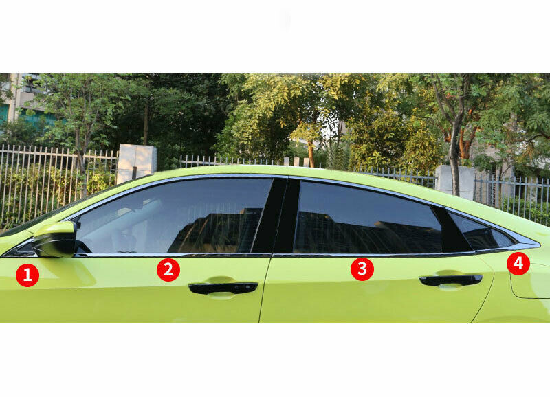 Steel Piano Black Lower Window Sill Molding Strip Trim for Honda for Civic 2016-2020