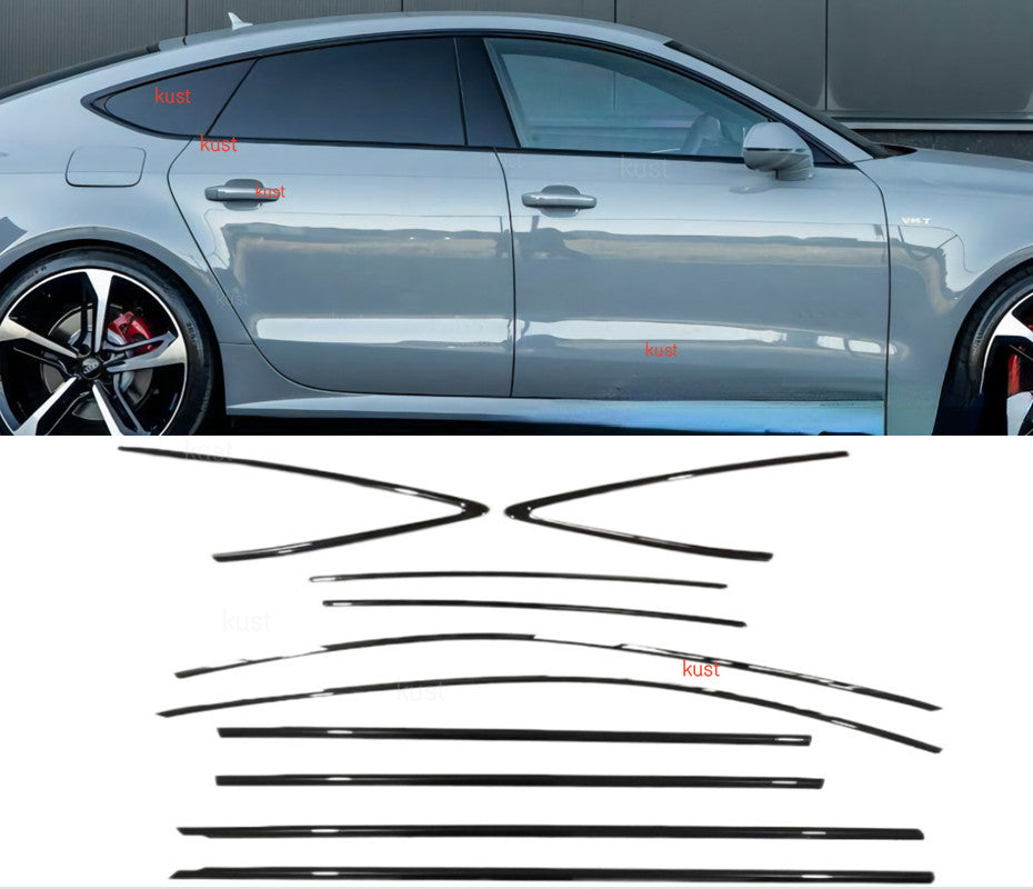 For 2013-2018 for AUDI A7 S7 Black Window Molding Strips Trim Stainless 1SET 10PCS n