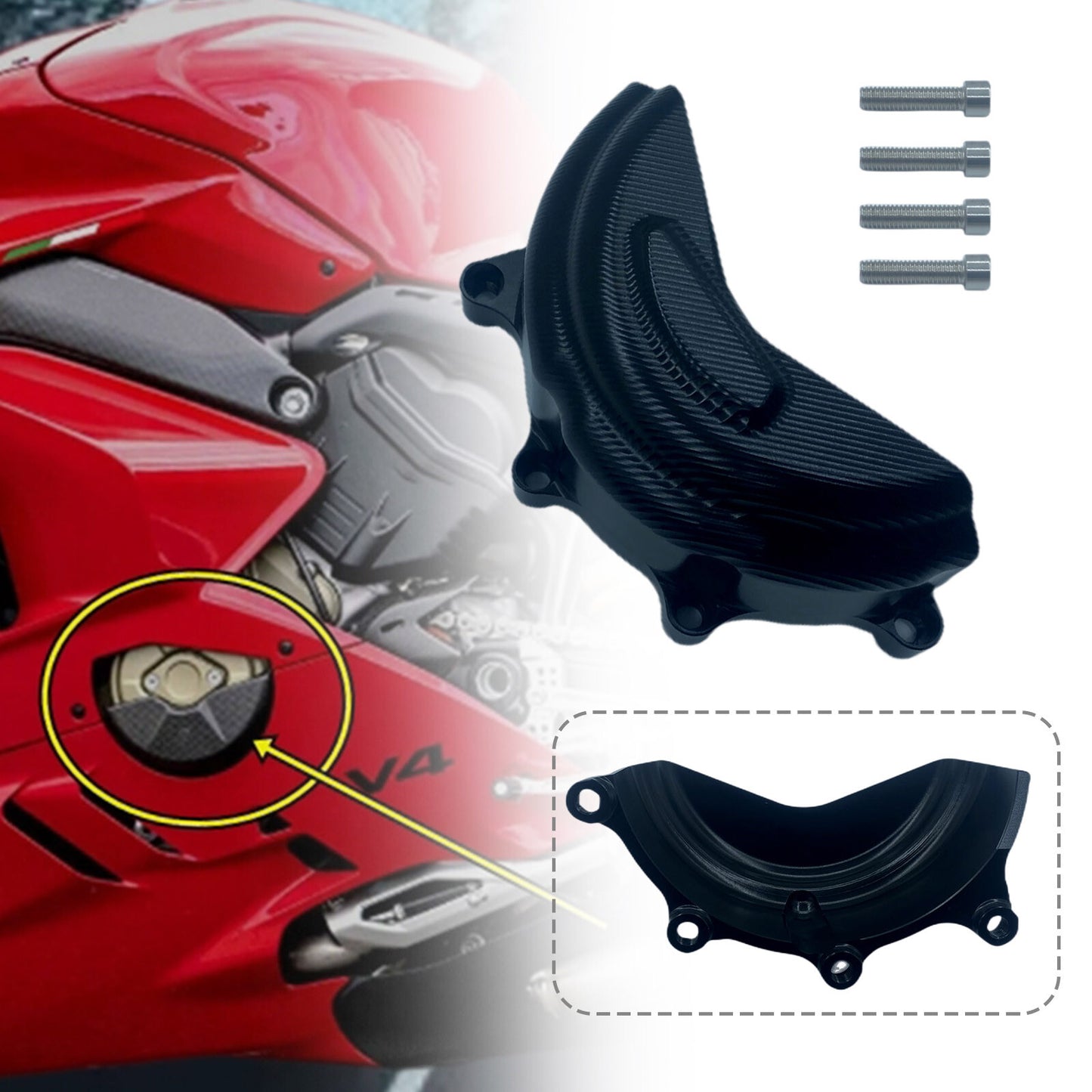 Black for DUCATI PANIGALE STREETFIGHTER V4/S Engine Guard Clutch Cover Protector Q