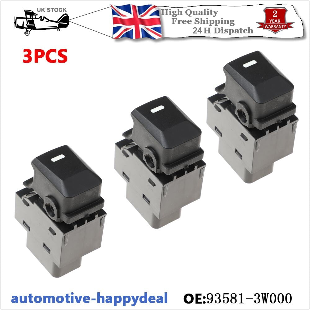 3X Car Window Switch Button Passenger Side for Kia Sportage 2010 - 2016