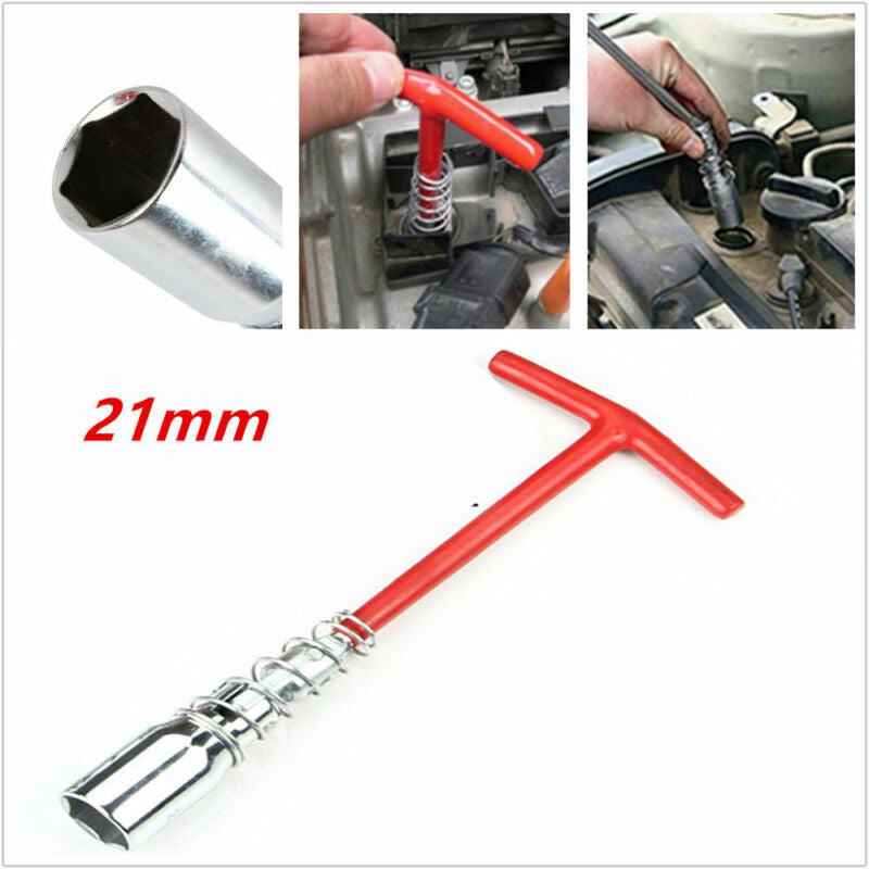 Spark plug removal tool, 21mm T-bar, T-handle, flexible wrench, effective. n